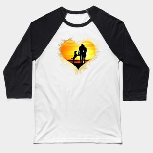 Love Heart Dog Valentine Beach Ocean Baseball T-Shirt